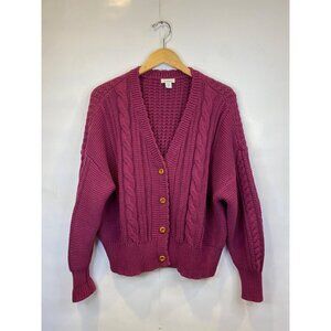 Sundance XXL Cable Knit Avalee Cardigan Sweater Pink Purple GUC
